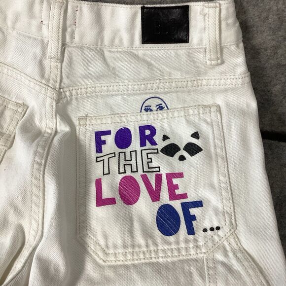 BDG Urban Outfitters High Rise Carpenter Jean Sz 26 Doodle Print Graffiti Ivory - Picture 16 of 16